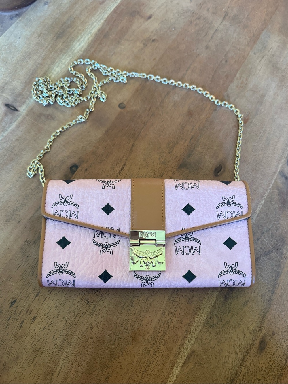 MCM Patricia Large Visetos Crossbody Wallet - Pink - NWOT